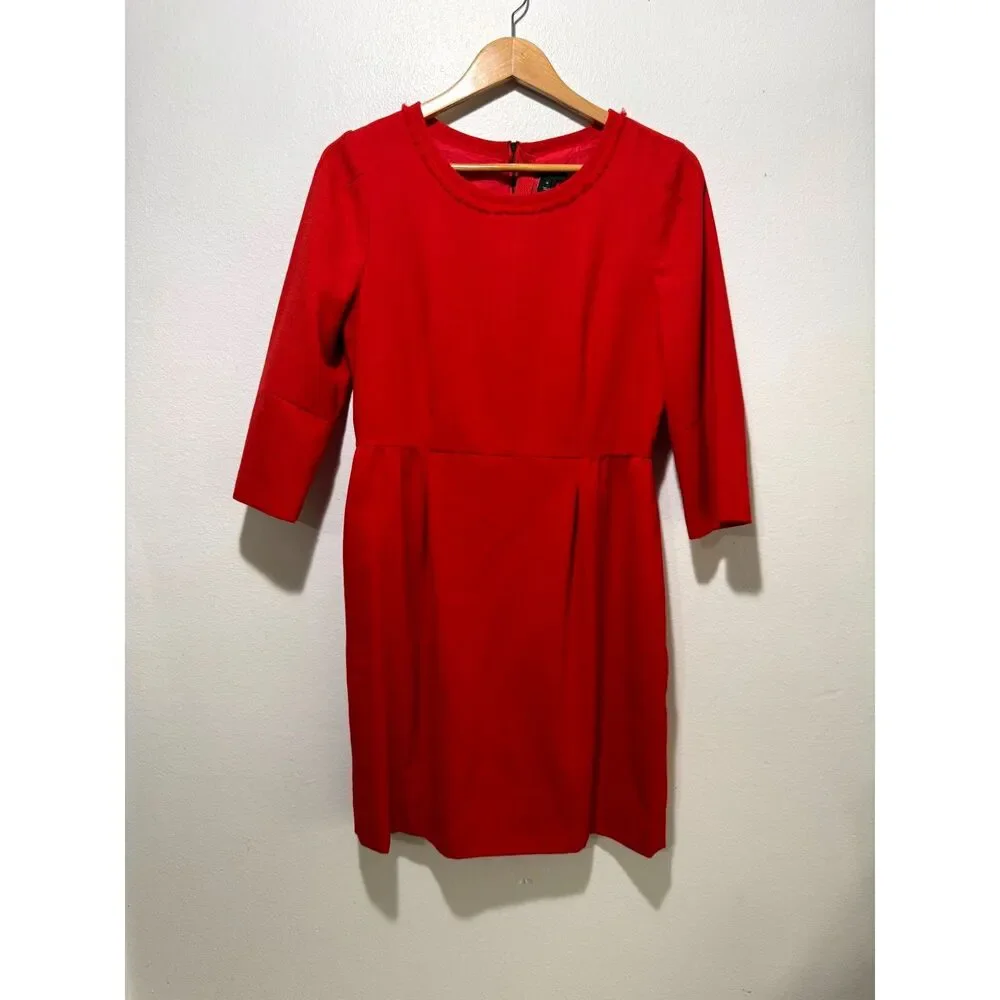 J. Crew wool blend dress red career business casual minimalist modest women 12